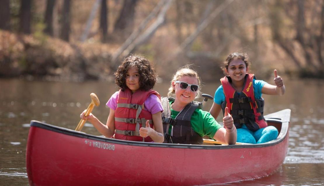 Spring Explorers canoeing on Lake Massasoit